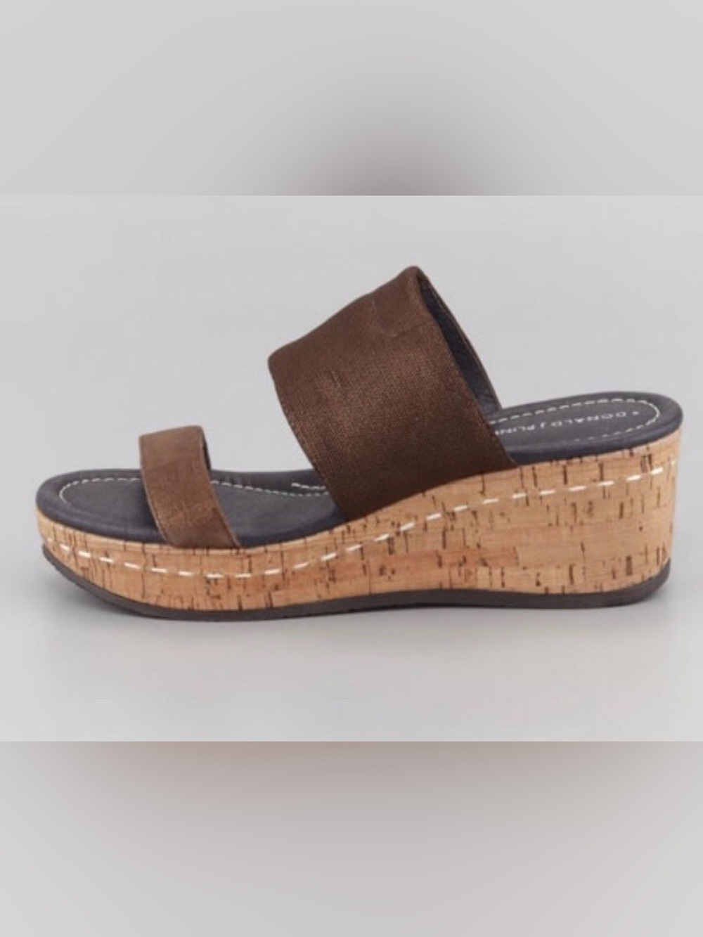 Donald Pliner Shera 2 Cork Wedge Sandal Bronze Brown - 7 1/2